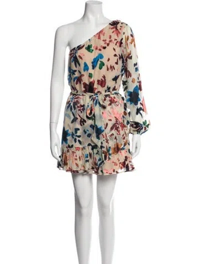 Pre-owned Tularosa Floral Print Mini Dress In Neutrals