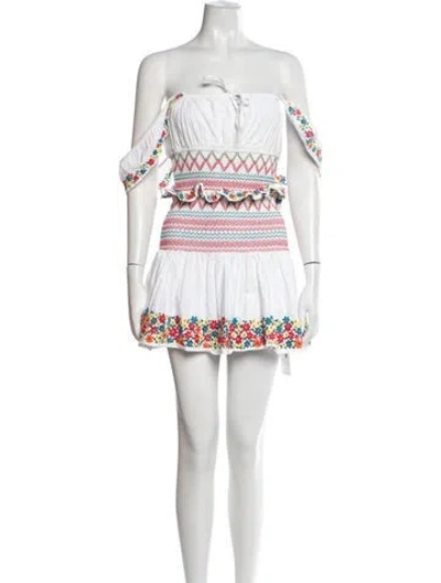Pre-owned Tularosa Floral Print Mini Dress In Neutrals