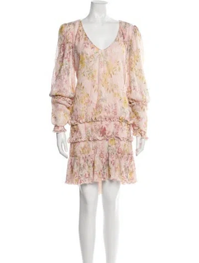 Pre-owned Tularosa Floral Print Mini Dress In Pink
