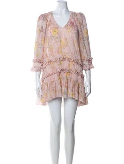 Pre-owned Tularosa Floral Print Mini Dress In Pink