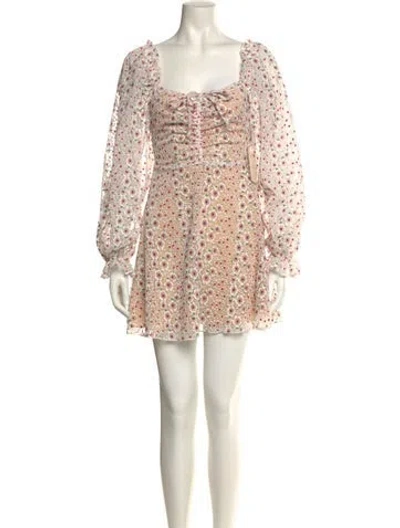 Pre-owned Tularosa Floral Print Mini Dress W/ Tags In Neutral