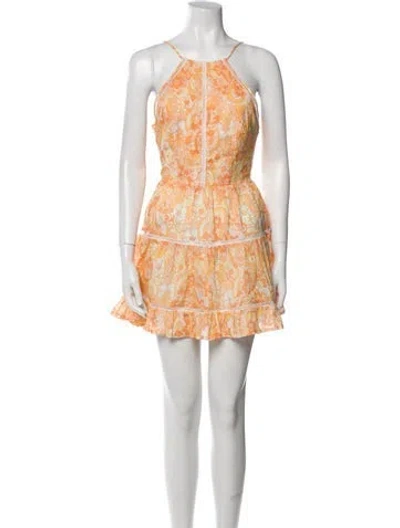 Pre-owned Tularosa Floral Print Mini Dress W/ Tags In Orange