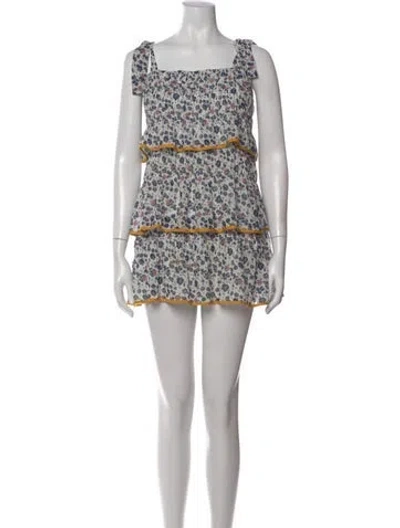 Pre-owned Tularosa Floral Print Mini Dress In White