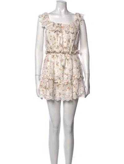 Pre-owned Tularosa Floral Print Mini Dress In White