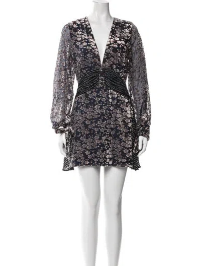 Pre-owned Tularosa Floral Print Mini Dress In White