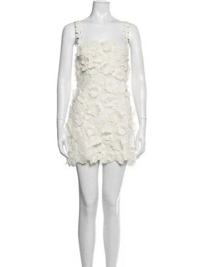 Pre-owned Tularosa Floral Print Mini Dress In White