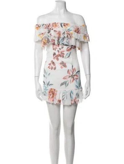 Pre-owned Tularosa Floral Print Mini Dress In White