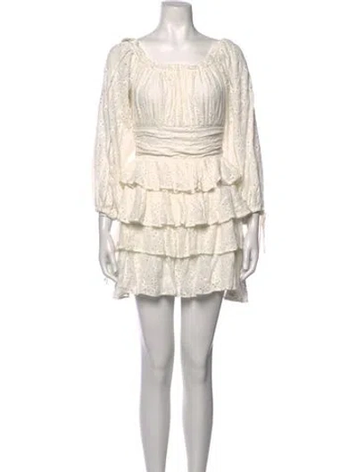 Pre-owned Tularosa Floral Print Mini Dress In White