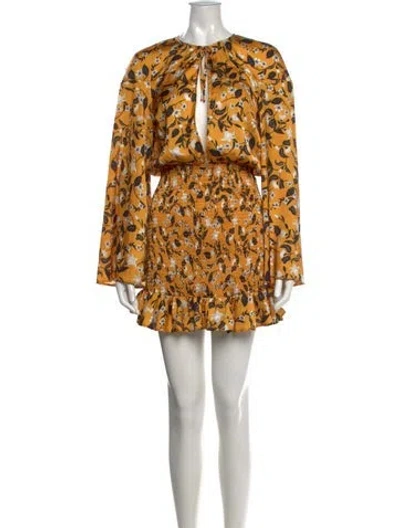 Pre-owned Tularosa Floral Print Mini Dress In Yellow
