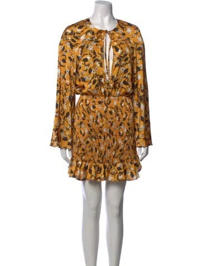 Pre-owned Tularosa Floral Print Mini Dress In Yellow