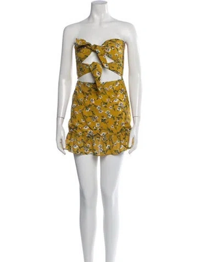 Pre-owned Tularosa Floral Print Mini Dress In Yellow