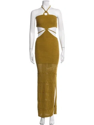 Pre-owned Tularosa Halterneck Long Dress In Neutrals