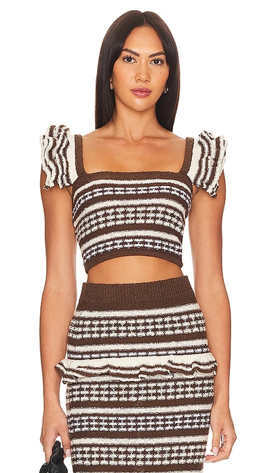 Tularosa Kaely Top In Brown & Ivory