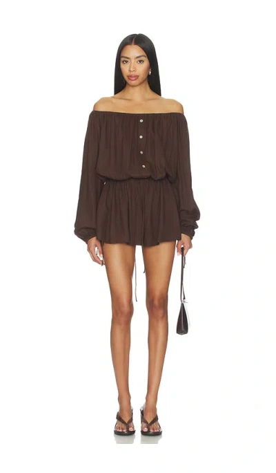 Tularosa Kai Linen Romper In Brown
