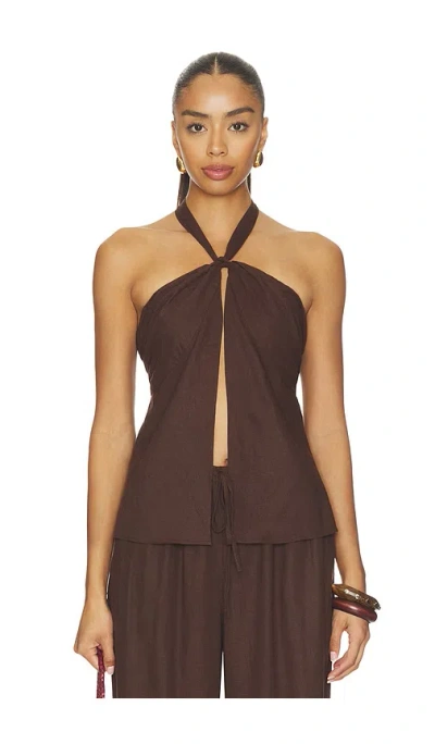 Tularosa Kai Linen Top In Brown
