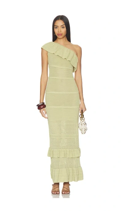 Tularosa Kenzee Ruffle Midi Dress In Green