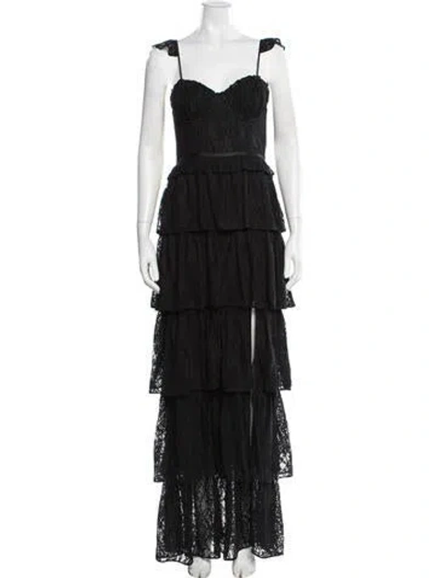 Pre-owned Tularosa Lace Long Dress In Black