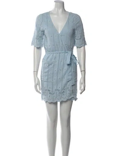 Pre-owned Tularosa Lace Pattern Mini Dress In Blue