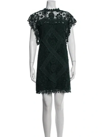 Pre-owned Tularosa Lace Pattern Mini Dress In Green