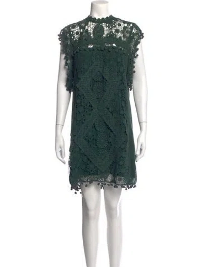 Pre-owned Tularosa Lace Pattern Mini Dress In Green