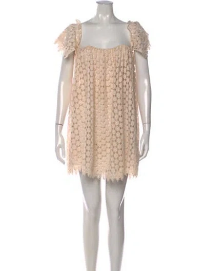 Pre-owned Tularosa Lace Pattern Mini Dress In Neutrals