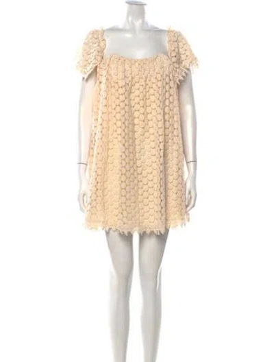 Pre-owned Tularosa Lace Pattern Mini Dress In Neutrals