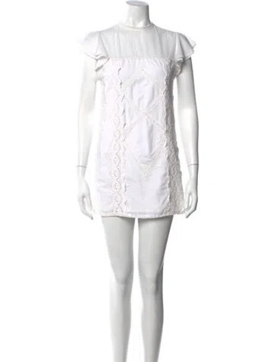 Pre-owned Tularosa Lace Pattern Mini Dress In White