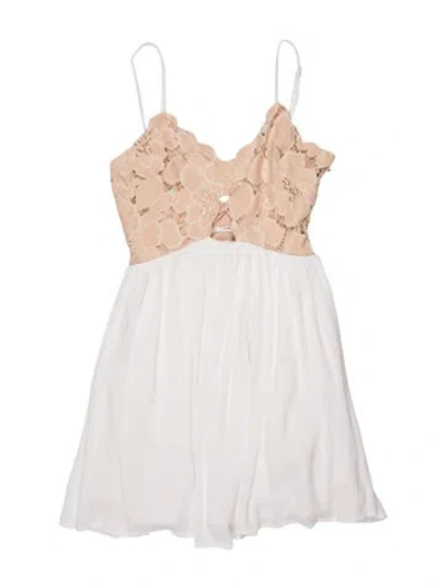 Pre-owned Tularosa Lace Pattern Mini Dress In White