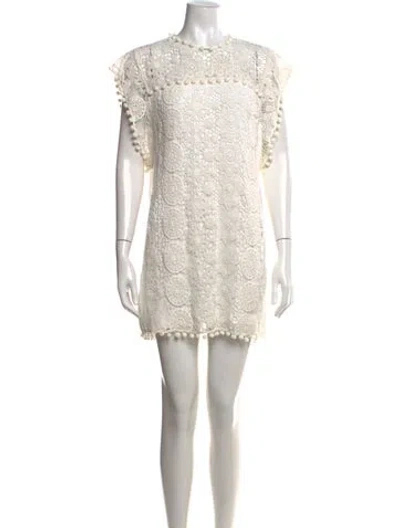 Pre-owned Tularosa Lace Pattern Mini Dress In White