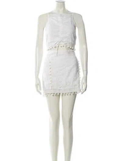 Pre-owned Tularosa Lace Pattern Pom-pom Embellishments Skirt Set In Neutral