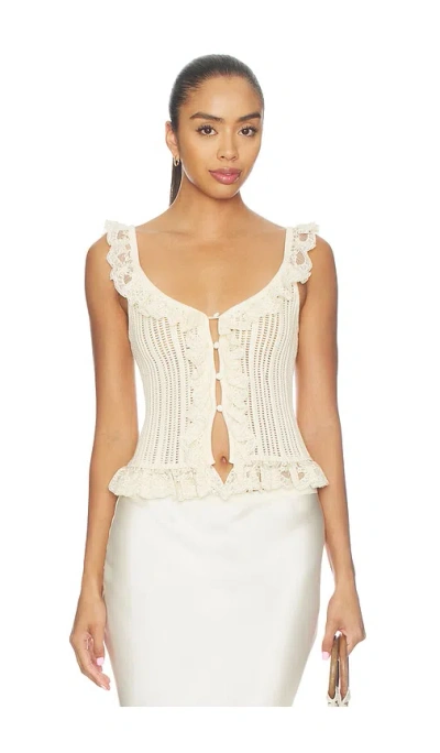 Tularosa Leyla Pointelle Ruffle Top In White