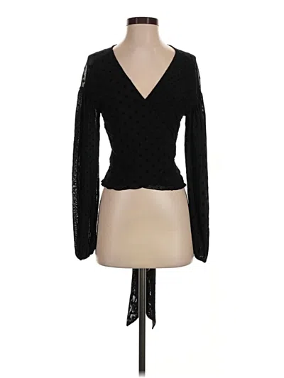 Pre-owned Tularosa Long Sleeve Top Black Plunge Neckline Tops