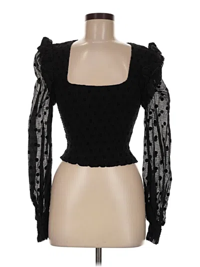 Pre-owned Tularosa Long Sleeve Top Black Sweetheart Neckline Tops