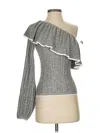 Tularosa Long Sleeve Top Silver One Shoulder Neckline Tops In Gray