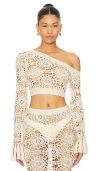 Tularosa Luanne Cold Shoulder Top In Light Beige