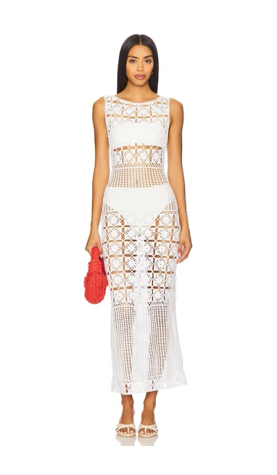 Tularosa Mikio Crochet Midi Dress In White
