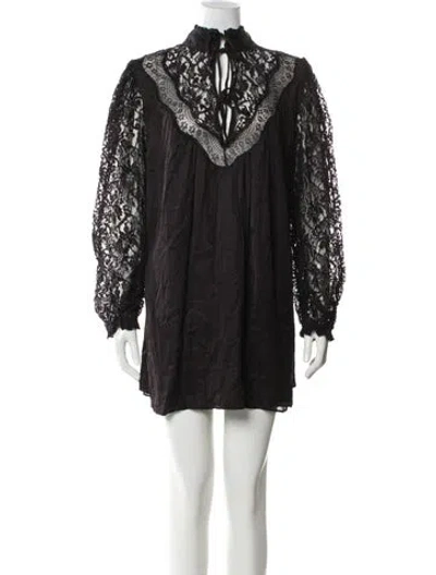 Pre-owned Tularosa Mock Neck Mini Dress In Black