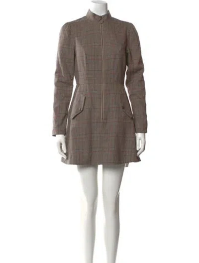 Pre-owned Tularosa Mock Neck Mini Dress In Brown
