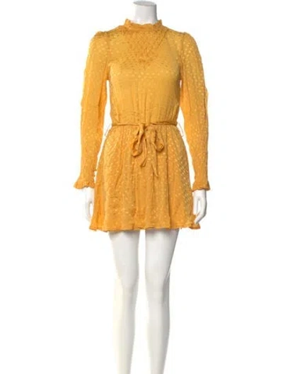 Pre-owned Tularosa Mock Neck Mini Dress In Yellow