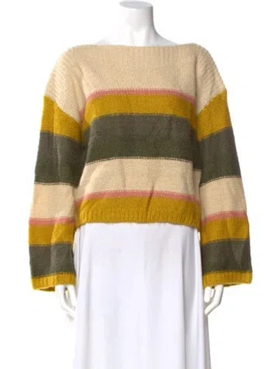 Pre-owned Tularosa Mohair Striped Sweater In Yellow
