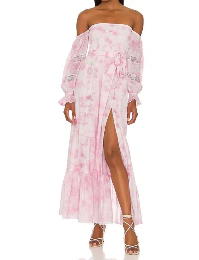 Tularosa Morgan Midi Dress In Pink And White In Multi