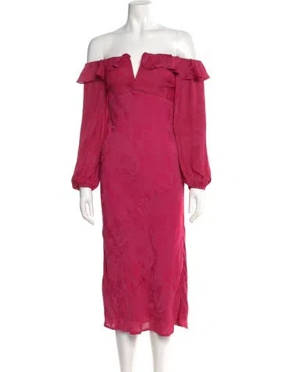 Pre-owned Tularosa Off-the-shoulder Midi Length Dress In Pink