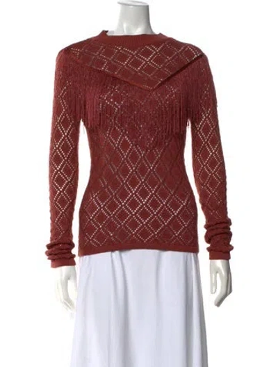 Pre-owned Tularosa Patterned Crew Neck Sweater In Red