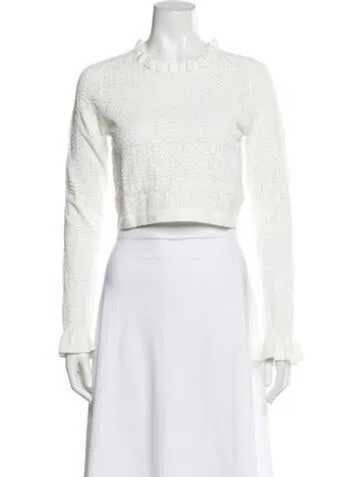 Pre-owned Tularosa Patterned Crew Neck Sweater In White