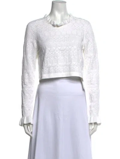 Pre-owned Tularosa Patterned Crew Neck Sweater In White