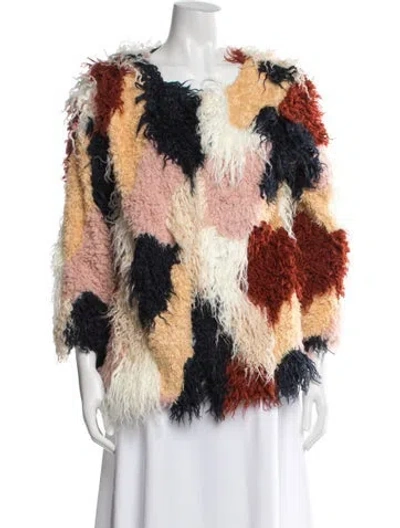 Pre-owned Tularosa Patterned Faux Fur Jacket In Multi