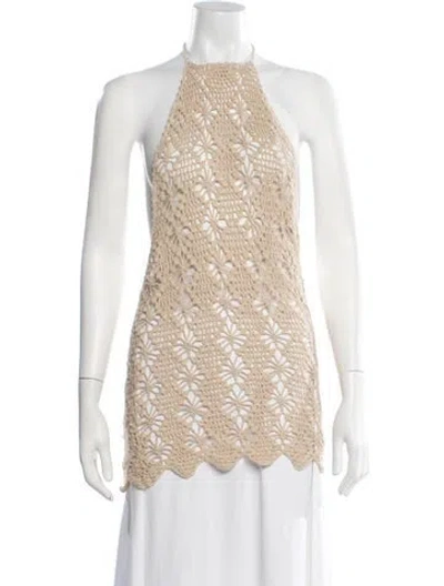 Pre-owned Tularosa Patterned Halterneck Sweater In Neutral