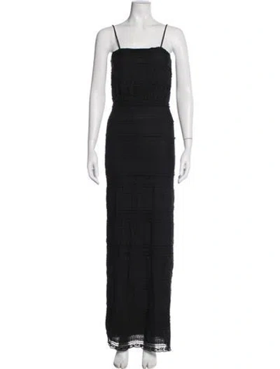 Pre-owned Tularosa Patterned Long Dress In Black