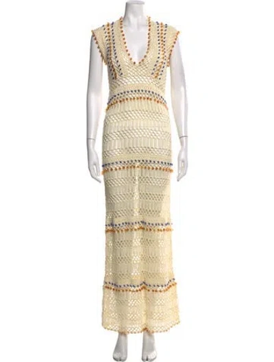 Pre-owned Tularosa Patterned Long Dress In Neutral
