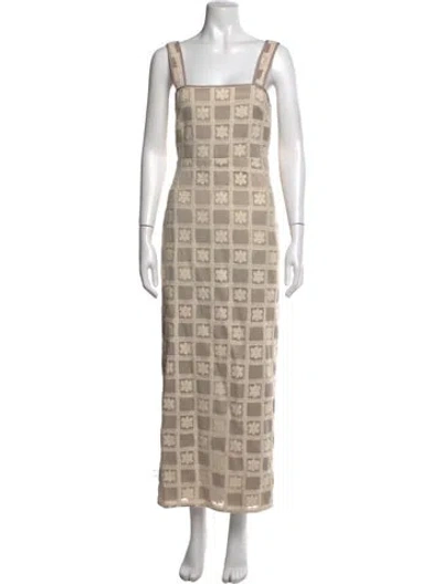 Pre-owned Tularosa Patterned Long Dress In Neutrals